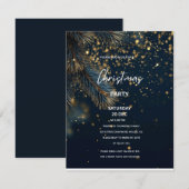 Elegant Navy Blue & Gold Glitter Party Christmas Kaart (Voorkant / Achterkant)
