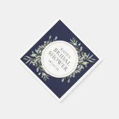 Elegant Navy Blue Gold Greenery Vrijgezellenfeest Servet (Hoek)