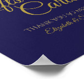 Elegant Navy Blue & Gold Huwelijkscadeaus & Kaarte Poster (Hoek)