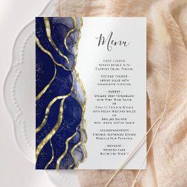 Elegant Navy Blue Gold Ink Wedding Menu
