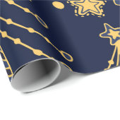 Elegant Navy Blue Gold-kerstboomster Cadeaupapier (Rol Hoek)