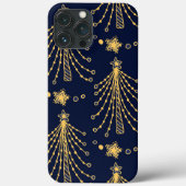 Elegant Navy Blue Gold-kerstboomster Case-Mate iPhone Case (Achterkant)