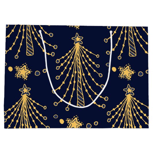Elegant Navy Blue Gold-kerstboomster Groot Cadeauzakje (Achterkant)