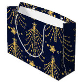Elegant Navy Blue Gold-kerstboomster Groot Cadeauzakje (Achterkant Gekanteld)