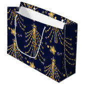 Elegant Navy Blue Gold-kerstboomster Groot Cadeauzakje (Voorkant Gekanteld)