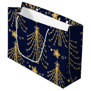 Elegant Navy Blue Gold-kerstboomster Groot Cadeauzakje