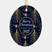 Elegant Navy Blue Gold-kerstboomster Keramisch Ornament (Rechts)