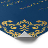 Elegant Navy Blue Gold Lijst Wedding Favors Sign Poster (Hoek)