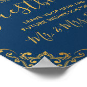 Elegant Navy Blue Gold Lijst Wedding Guestbook Poster (Hoek)