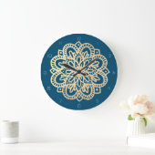Elegant Navy Blue Gold Mandala wandklok (Huis)