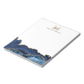 Elegant Navy Blue Gold Marble Agate Monogram Notitieblok (Linkerzijde)