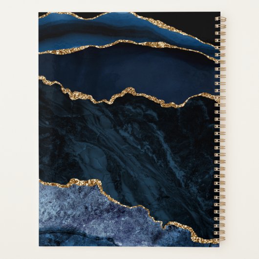 Elegant Navy Blue Gold Marble Junior Year Planner (Achterkant)
