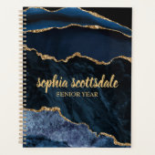 Elegant Navy Blue Gold Marble Senior Year Planner (Voorkant)