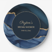 Elegant Navy Blue Gold Marble Vrijgezellenfeest Papieren Bordje (Voorkant)