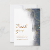 Elegant Navy Blue Gold Marble Wedding Bedankkaart (Voorkant)