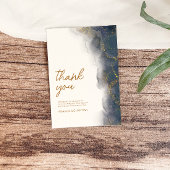 Elegant Navy Blue Gold Marble Wedding Bedankkaart
