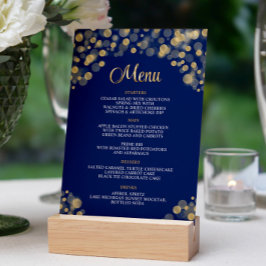 Elegant Navy Blue & Gold Menu - 5x7 Kaart