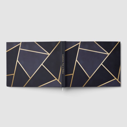 Elegant Navy Blue Gold Metallic Geometric Pattern Gastenboek (Volledig)