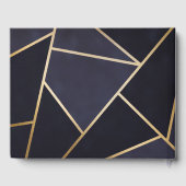 Elegant Navy Blue Gold Metallic Geometric Pattern Gastenboek (Achterkant)