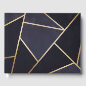 Elegant Navy Blue Gold Metallic Geometric Pattern Gastenboek (Voorkant)