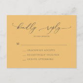 Elegant Navy Blue & Gold Minimal Wedding RSVP Briefkaart (Voorkant)