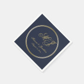 Elegant Navy Blue Gold Monogram bruiloft Servet (Hoek)
