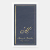 Elegant Navy Blue Gold Monogram bruiloft Servet (Voorkant)