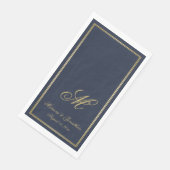 Elegant Navy Blue Gold Monogram bruiloft Servet (Hoek)