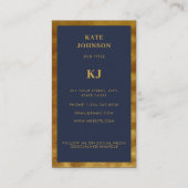 Elegant Navy Blue Gold Monogram Initialen Visitekaartje (Achterkant)