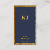 Elegant Navy Blue Gold Monogram Initialen Visitekaartje (Voorkant)