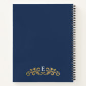 Elegant Navy Blue Gold Monogram Notitieboek (Achterkant)