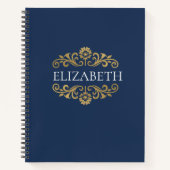 Elegant Navy Blue Gold Monogram Notitieboek (Voorkant)