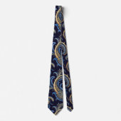 Elegant Navy Blue & Gold Paisley Stropdas – Classi (Voorkant)