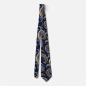 Elegant Navy Blue & Gold Paisley Stropdas – Classi (Achterkant)