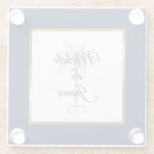 Elegant Navy Blue Gold Palm Tree Modern Weddenscha Glazen Onderzetter (Achterkant)