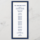 Elegant Navy Blue Gold Palm Tree Modern Weddenscha Programmakaart (Achterkant)