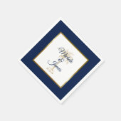 Elegant Navy Blue Gold Palm Tree Modern Weddenscha Servet (Hoek)