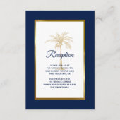 Elegant Navy Blue Gold Palm Tree Weddenschap Informatiekaartje (Voorkant)