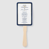 Elegant Navy Blue Gold Palm Tree Wedding Programme Handwaaier (Voorkant)