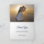 Elegant Navy Blue Gold Palm Tree Weduwfoto Bedankkaart (Binnen)