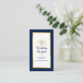 Elegant Navy Blue Gold Palm Tree Weduwwebsite Informatiekaartje (Staand voorkant)