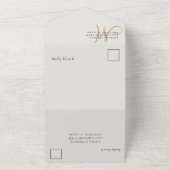 Elegant Navy Blue & Gold Photo Wedding  All In One Uitnodiging (Buitenkant)