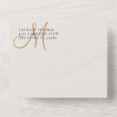 Elegant Navy Blue & Gold Photo Wedding  All In One Uitnodiging (Achterkant)