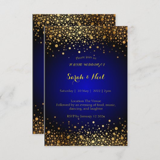 Elegant Navy Blue Gold Popular Weddenschap Bedankkaart (Voorkant / Achterkant)