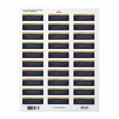 Elegant Navy Blue & Gold Return Address Label (Full Sheet)