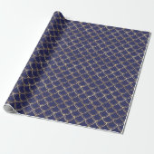 Elegant Navy Blue Gold Scallop Pattern Cadeaupapier (Uitgerold)