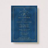 Elegant Navy Blue & Gold Script 1st Heilige Commun Kaart