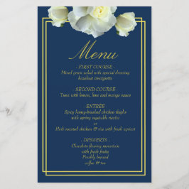 Elegant Navy Blue Gold Script Menu DBL Lijst Kaart