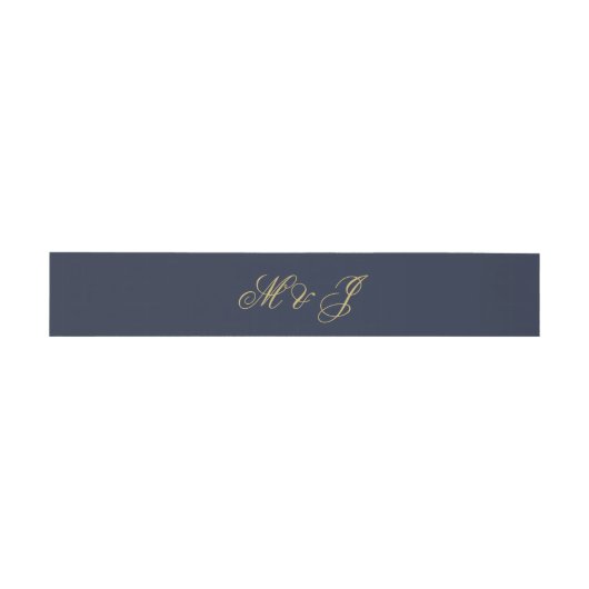 Elegant Navy Blue Gold Script Monogram Weddenschap Uitnodigingen Wikkel (Vlak)