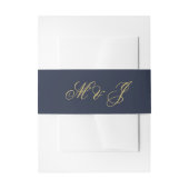 Elegant Navy Blue Gold Script Monogram Weddenschap Uitnodigingen Wikkel (Voorkant Voorbeeld)